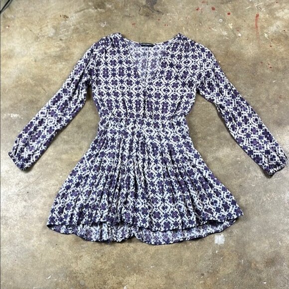 Brandy Melville Blue and White Geometric DressSize: Small - Picture 1 of 7